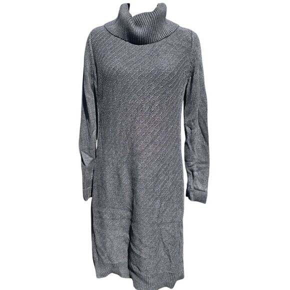 Ann Taylor Turtleneck Sweater Dress in Charcoal Grey Large - Picture 1 of 7